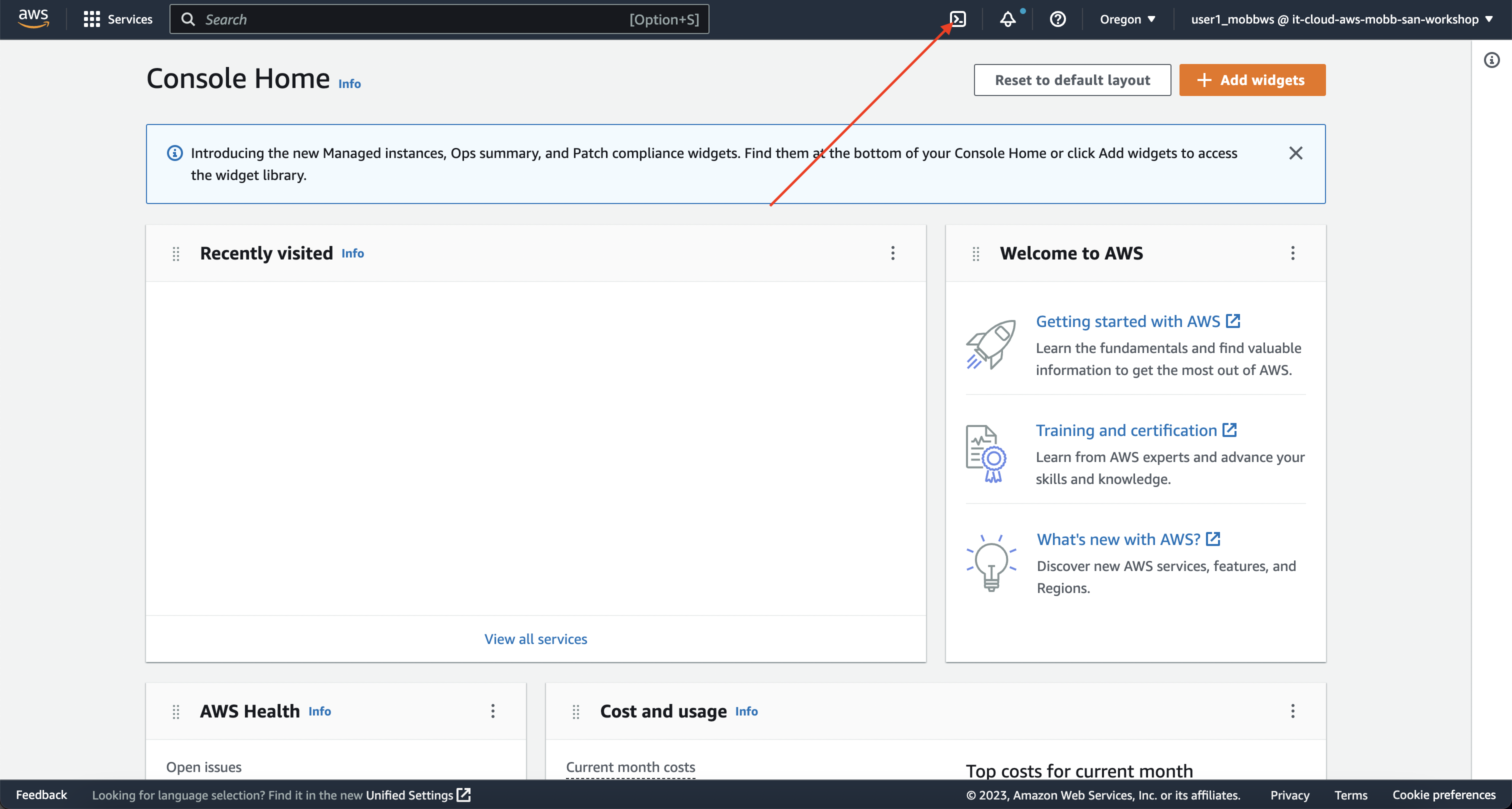 AWS Management Console - CloudShell Icon