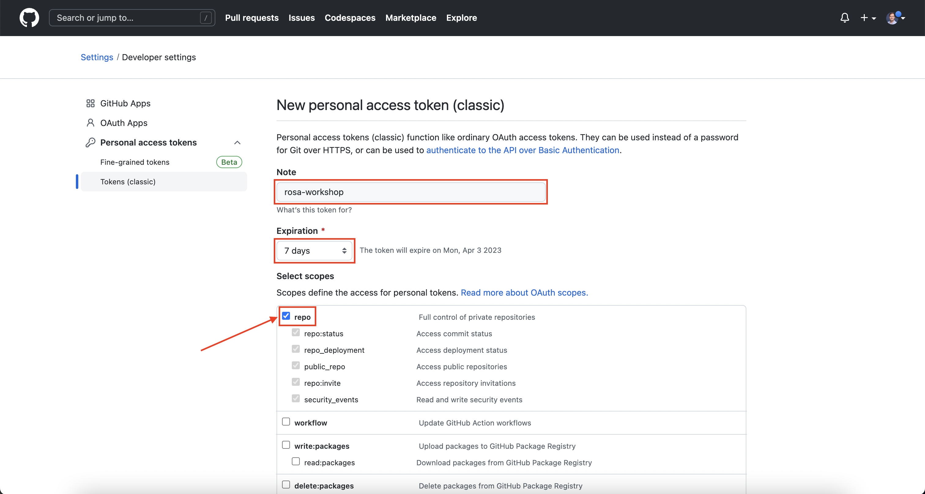 GitHub Personal Access Token